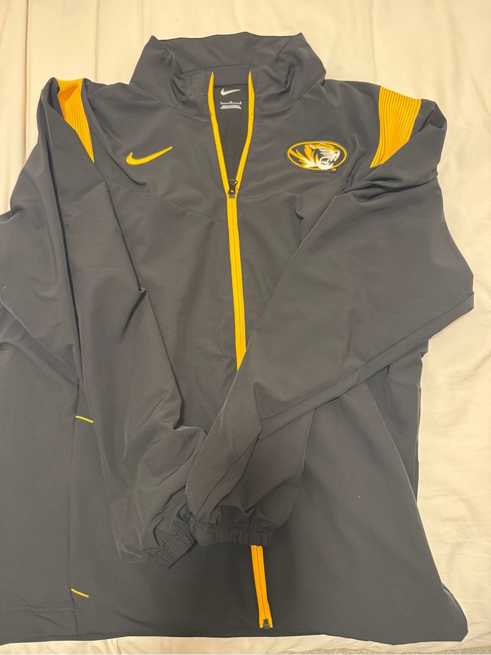 Nike Missouri Gray and Yellow Team Zip Jacket with Tiger Emblem